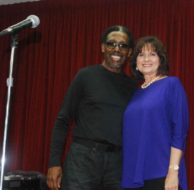 Fundraiser host Debbie Williams with entertainer and R&B artist Larry B. 